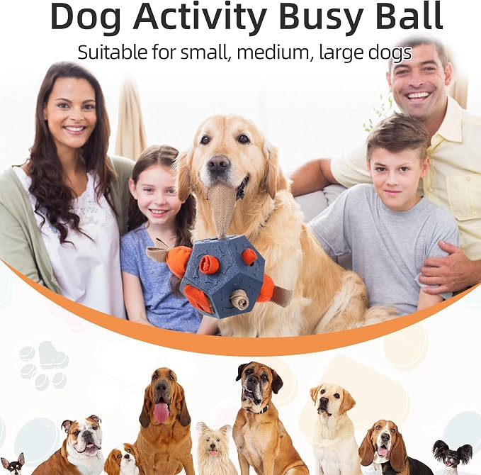 Dog Snuffle Ball - Upgrade Ball Interactive Puzzle Dog Toys, Foraging Truffle Pads Puppy Snack Dispenser Slow Feeder Suitable for Any Size Pet with Squeaky Carrot Toys (Blue)