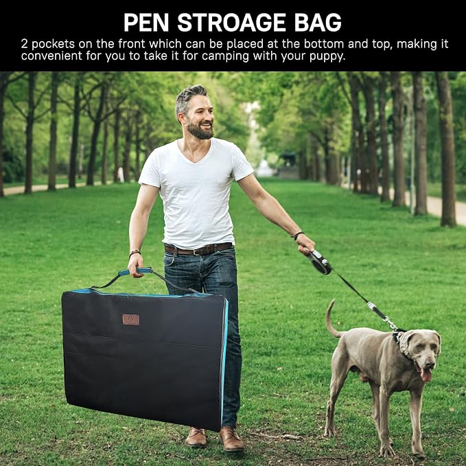 PJYuCien Dog Playpen with Storage Bag, 31.3in, 8 Panels, Square Bottom & Top Cover