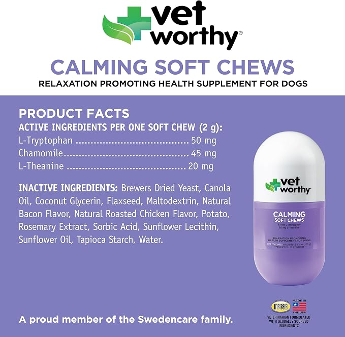 Vet Worthy Dog Calming Chews, 60-Pack, 60ct