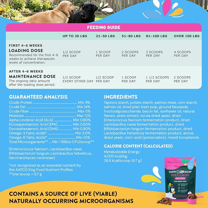 Skin & Coat Supplements for Dogs | Dog Itching Skin Relief & Promotes Shiny Skin Coat for Dogs | Rich in Omega 3 All-Natural Ingredients Tasty Kibble Dog Food Topper | 21 Count Pack