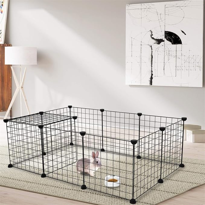 Pet Playpen, Small Animal Cage Indoor Portable Metal Wire Yard Fence for Small Animals, Guinea Pigs, Rabbits Kennel Crate Fence Tent