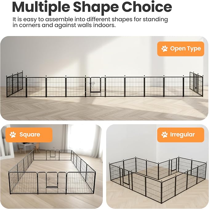 Simple Deluxe Dog Playpen, 24in 16 Panels, Black