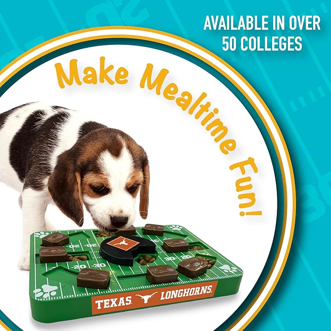 NCAA Puzzle Toy Slow Feeder, Puzzle Treat Dog Toy, Interactive Dog Treat Toy, Dog Puzzle Feeding Slow Toy (Texas Longhorns)