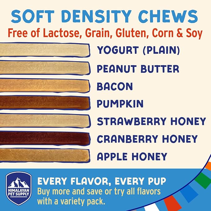 Himalayan Dog Chew Strawberry Honey Yogurt Sticks for Dogs | Protein-Rich Treats with Prebiotics & Probiotics | Lactose-Free, Grain-Free, Gluten-Free | Healthy Yogurt Chews for All Breeds | 5 Count