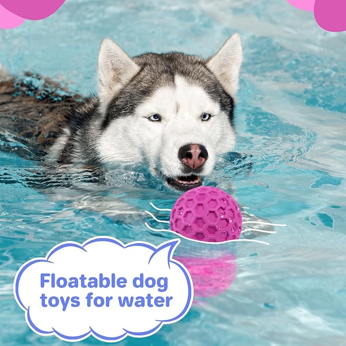 DISSKNIC Tough Squeaky Dog Balls Puppy Toys, Interactive Dog Toys for Small Dogs, Puppy Chew Toys for Teething and Relax, Dogs Chew Toy Small Balls Dog Toys for Small Breed, Outdoor Dog Toy for Dogs