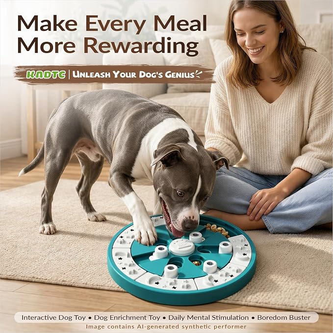 KADTC Large Dog Puzzle Toy, 2 Levels, 3 Games, Slow Feeder & Enrichment Toy | Healthy feeding meets brain exercise to burn energy, fight boredom, curb gulping, build focus, and make meals more rewarding.