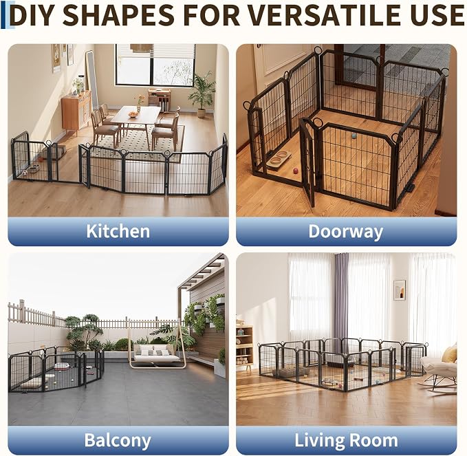 Dog Playpen with Door & Stakes, 24in 16 Panels