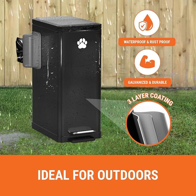 Pupzle Large Dog Poop Trash Can with Pooper Scooper and 55 Poop Bags
