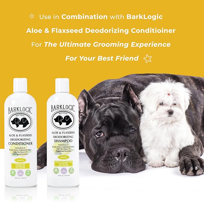 BarkLogic Dog & Puppy Deodorizing Shampoo, 16oz, Lemon, Made in USA