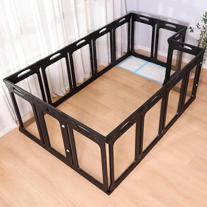 Clear Dog Playpen Extension Panels, 2 Pack, Height 30 inch, Black