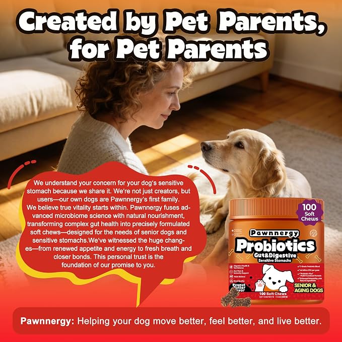 Probiotics for Dogs - Improve Gut Health, Digestive, Immunity, Yeast Balance, Solid Stool - with Prebiotics - Reduce Diarrhea, Gas, Bad Breath, Constipation, Allergy - Ideal for Senior Dogs (5+ Years)
