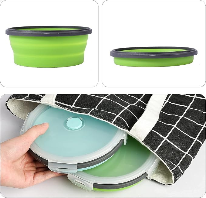 2-Pack Collapsible Silicone Travel Dog Bowls with Lids, 17oz/500ml