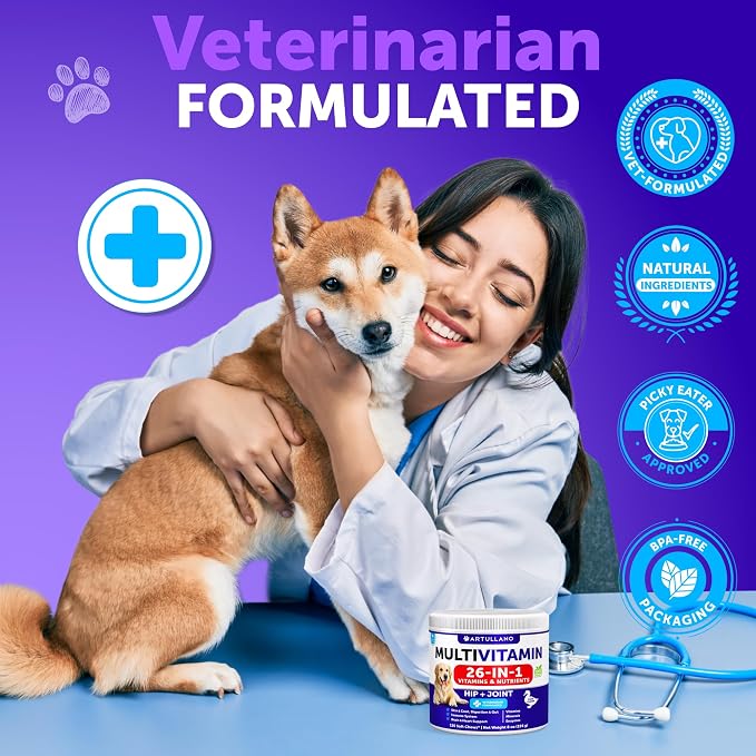 Dog Vitamins - 120 Treats - Dog Multivitamin Supplement - 26 in 1 Nutrients