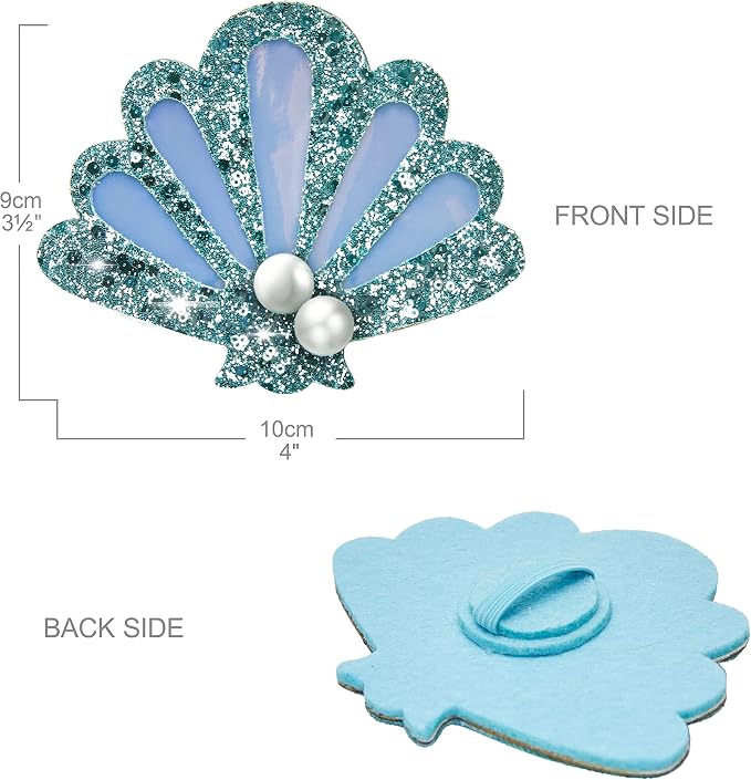 Blueberry Pet Summer Sparkle Dog Collar, Adjustable Large Size, Neck 18"-26", Turquoise, Ocean Fish and Seahorse Print Nautical Pet Collar with Detachable Seashells Accessory
