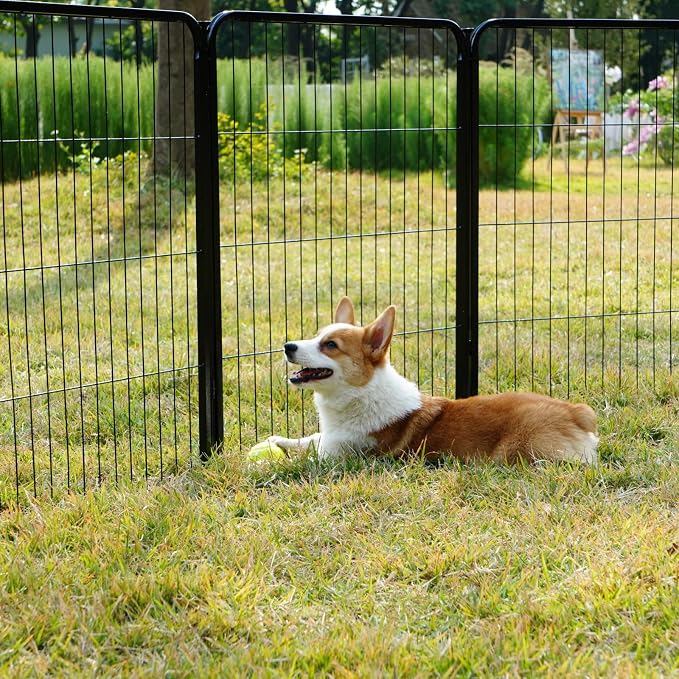 SunsGrove 40 inch 4 Panels Dog Playpen Outdoor for Small and Medium Dogs, Free and Safe Play Dog Fence Indoor, Black