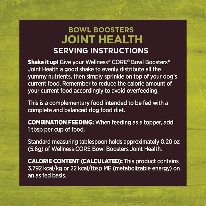 Wellness Bowl Boosters, Dog Food Topper for Small, Medium, & Large Breeds, Grain Free, Natural, Freeze Dried, Joint Health Chicken, 4 Ounce Bag (Pack of 2)