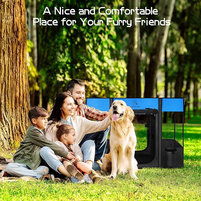 Dog Playpen, Foldable, Water-Resistant Shade Cover, 40x32x24in, Large