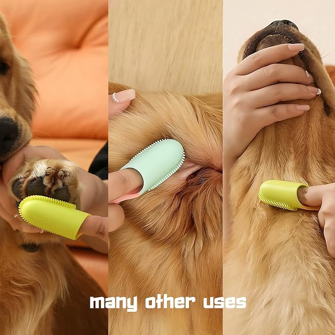 Pet Toothbrush Set with Ergonomic Handles and Soft Bristles, 3 Pieces for Dogs and Cats, BPA Free