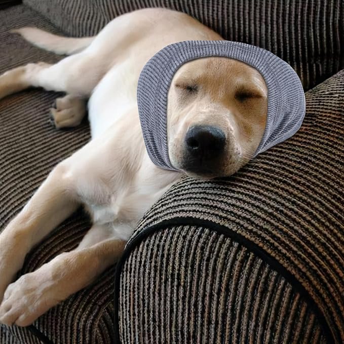 Quiet Ears for Dogs, Rbenxia 1 Piece Dog Ear Cover Hoodies Dog Ear Muffs Headband Noise Ear Protection Warm Winter Ear Scarf (Grey, Large)