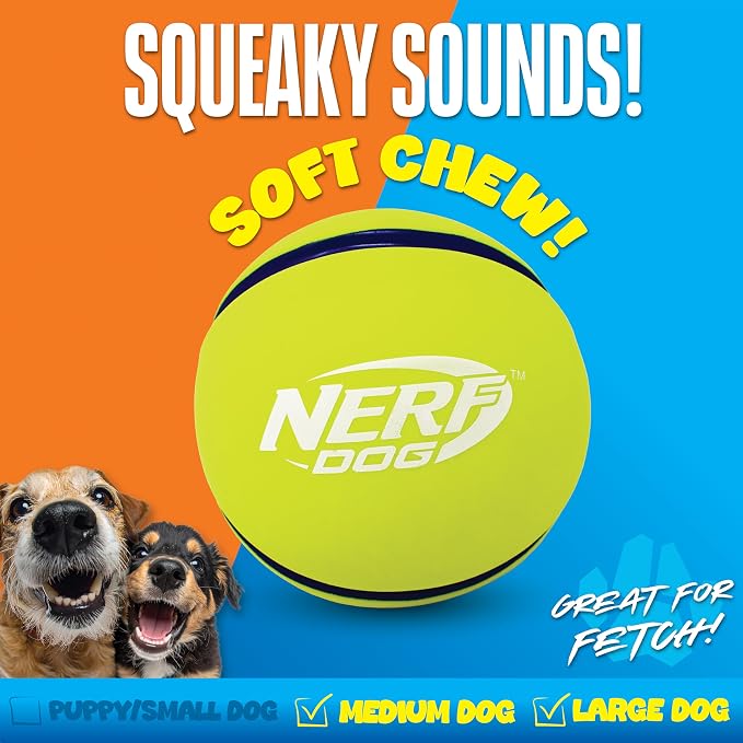 3.5in Nerf Dog Latex Squeak Ball -Green/Blue