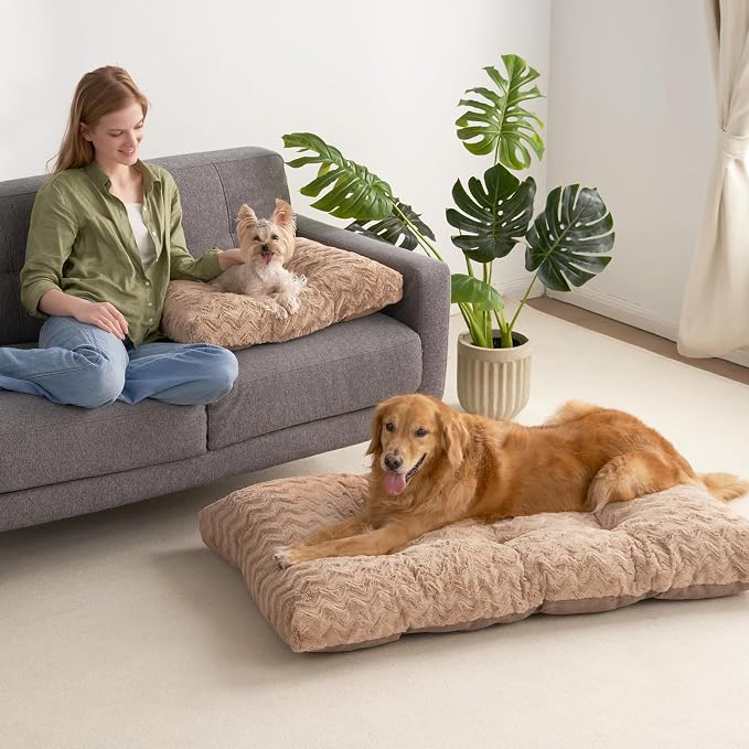 EHEYCIGA Washable XL Dog Beds Large Sized Dog, 41x27 Inch Pet Bed, Camel
