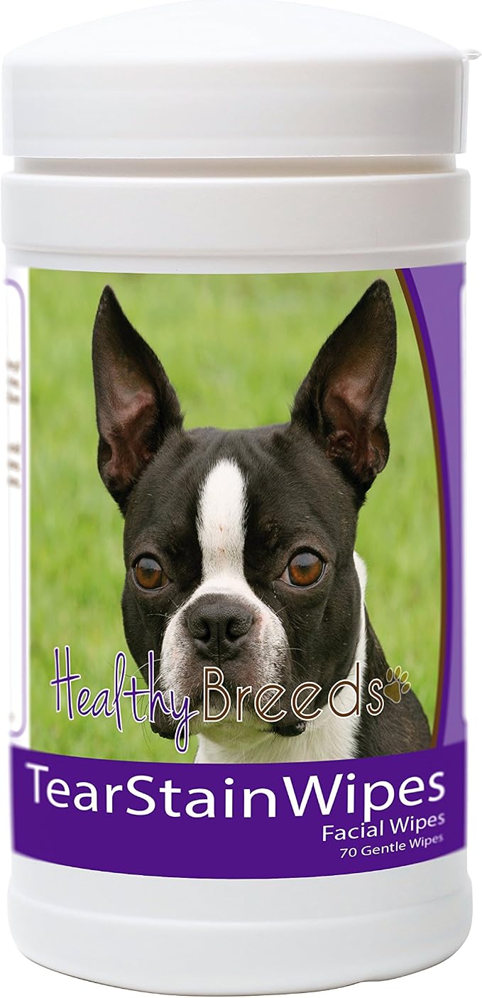 Healthy Breeds Boston Terrier Tear Stain Wipes, 70 Count