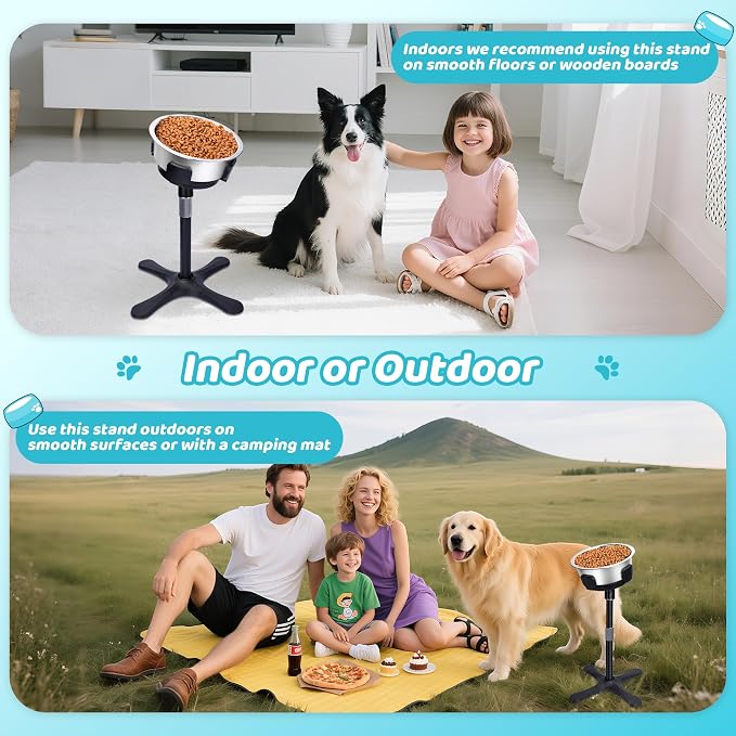 Elevated Adjustable Dog Bowl Feeding Stand, 3 Heights and Tiled Ajudst, Compatible with Moost Feeding Bowls, Great for Medium Large Dogs(Not Bowl 1 Pack Updated)