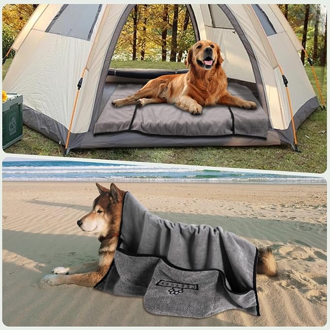 Microfiber Dog Grooming Bath Towel: Super Absorbent Soft Pet Grooming Towel Bath & Shower Supplies - Large Towels to Drying Dog Cat Pets Drying & Grommers (Gray, 1 Pcs)