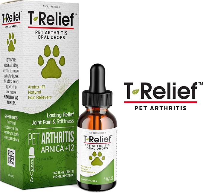 MediNatura T-Relief Pet Joint Aches Drops, Arnica +12, 1.69 oz, 2 Pack