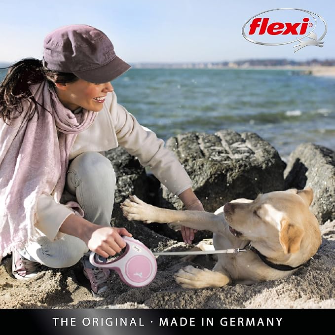 Flexi New Comfort Tape Grey & Light Blue Small 5m Retractable Dog Leash/Lead for Dogs up to 15kgs/33lbs