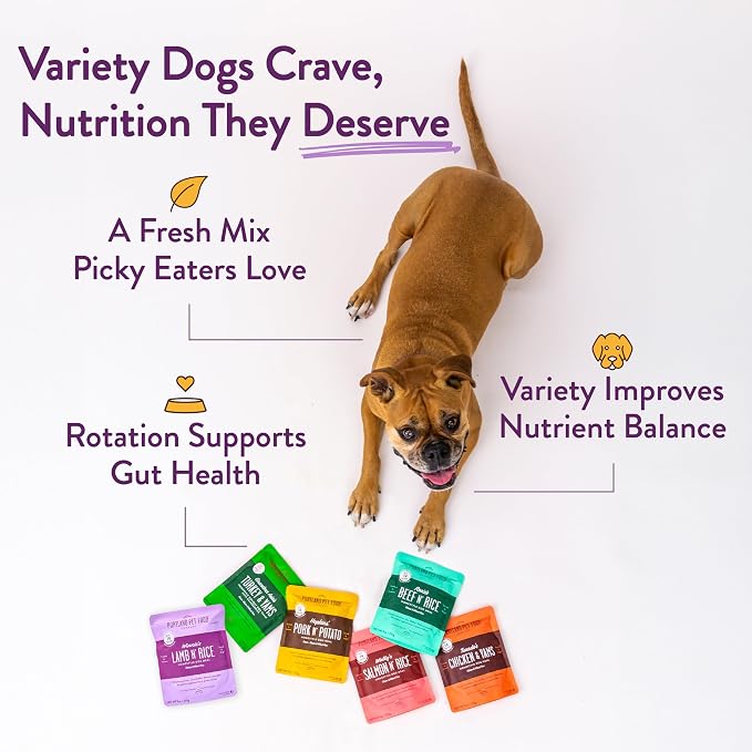 Portland Pet Food Company Fresh Dog Food Pouches - Human-Grade Toppers Wet Pet Meal & Mixers - Gluten-Free Limited Ingredient Winnie's Lamb N' Rice - Large & Small Breed Puppy & Senior Dogs - 5 Pack