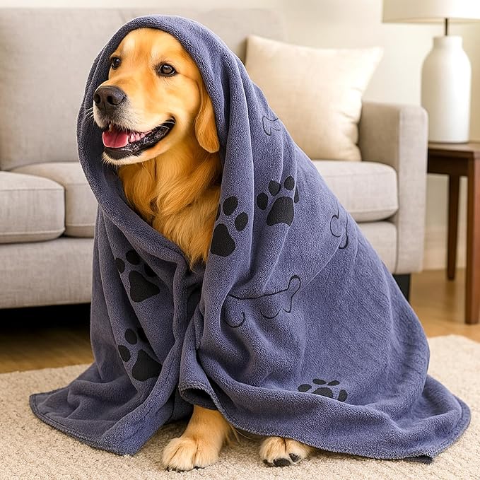 Kifmurase 5PCS Microfiber Dog Towels for Drying Dog, 39'' X 23.6'' Pet Towel, Super Absorbent and Soft Pet Grooming Dogs Paw Towel, Fast-Drying Towels Shower Bath Supplies for Large Medium Small Dogs