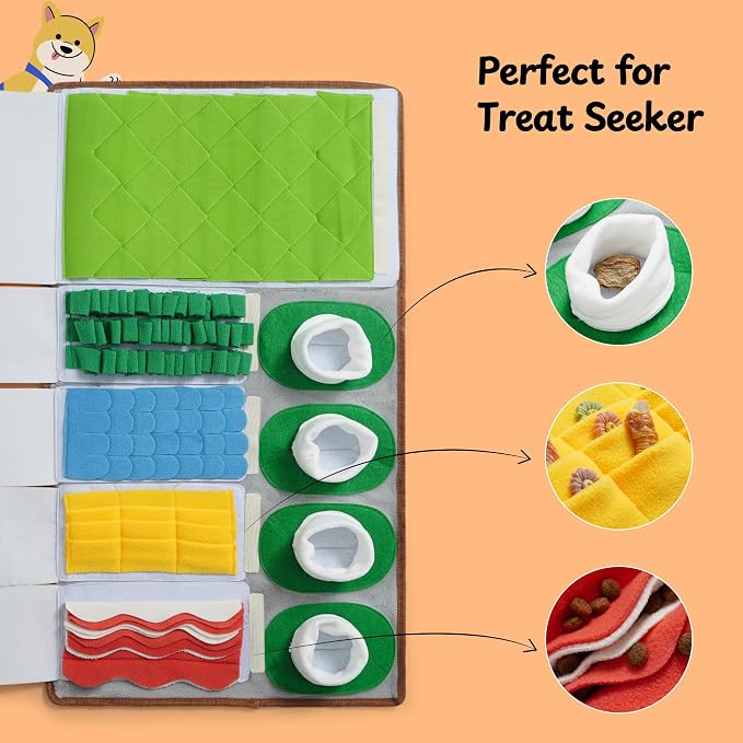 Nocciola Snuffle Mat for Dogs, 28" x 16" Enrichment Puzzle Toy - Phone Alarm Clock Design, Slow Feeder & Mental Stimulation, Perfect for Small, Medium, & Large Dogs, Hide and Seek Dog Toy