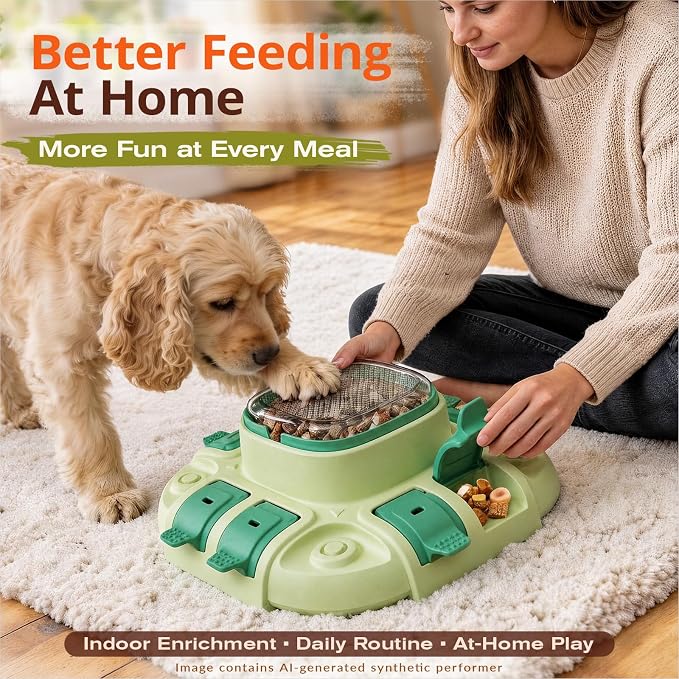 KADTC 2 Levels Dog Puzzle Toy, Interactive Slow Feeder & Treat Dispenser | Press-to-release mental stimulation toy that burns energy, fights boredom, and keeps food-motivated dogs focused at mealtime.