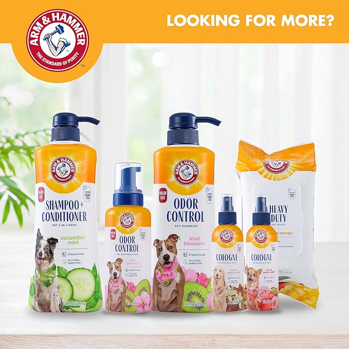 Arm and Hammer for Pets Heavy Duty Multipurpose Dog Bath Wipes, Mango Scent - All Purpose Wipes Remove Odor and Refresh Your Dog’s Skin Between Baths, 100 Count - 2 Pack
