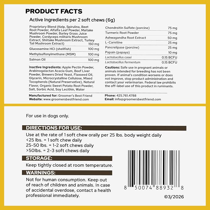 Diamondg Dog Mutivitamin Chews with Turkey Tail & Probiotics, 60ct