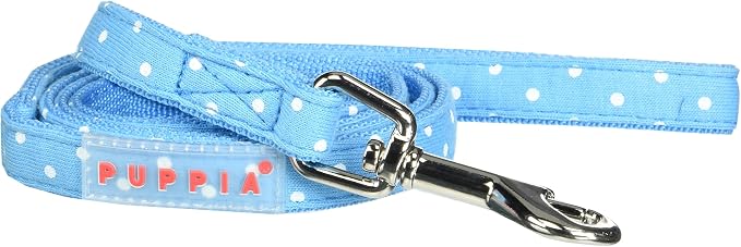 Puppia Dotty Dog Leash Polka Dot Pattern for Summer Fashion for Small Dogs 55 Inches - Sky Blue - Medium