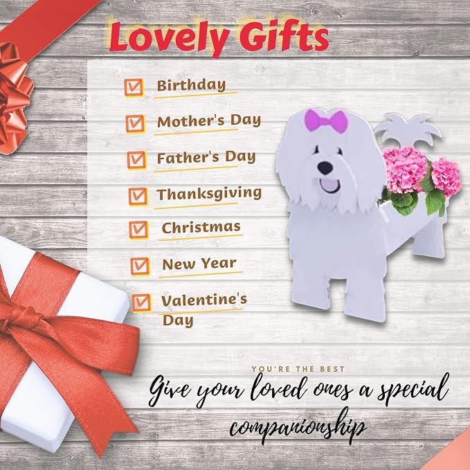 Cotton Veil Dog Planter Pots, Animal Shaped Flower Pot