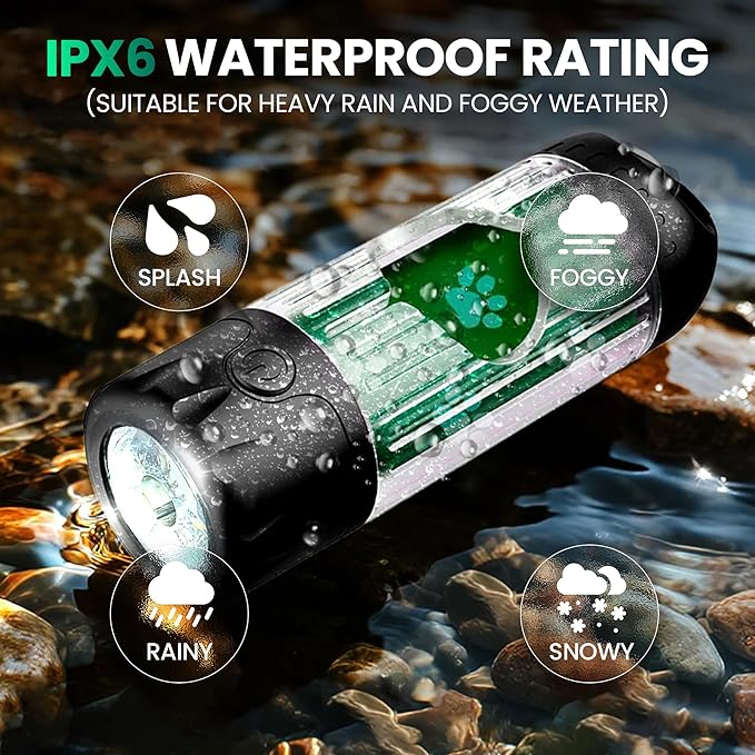 Dog Poop Bag Dispenser with LED Flashlight for Leash β USB-C Rechargeable, Waterproof, Hands-Free Dog Waste Bag Holder for Night Walks β Includes 45 Bags (3 Rolls)