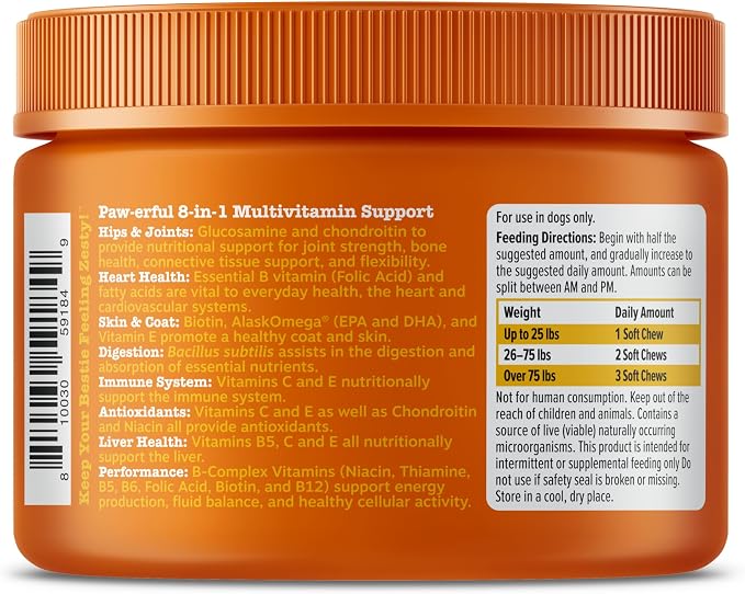 Zesty Paws Dog Multivitamin, Chewable Dog Vitamins and Supplements for Hip & Joints, Skin & Coat, Omega 3 Fish Oil for Dogs- Senior & Puppy Multivitamin - Chicken Mini Bites- 90ct (Pack of 2)