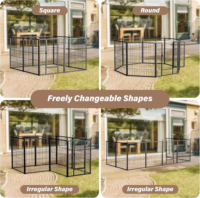 YSSOA Dog Playpen, 24in 8 Panels, Black