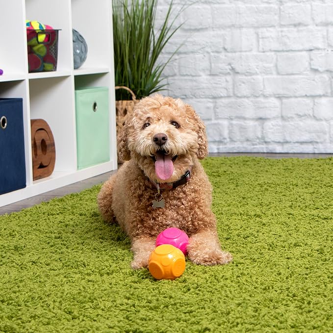 goDog 2-Pack Silent Squeak Ball Dog Toy Set, for Light to Moderate Chewers - Orange/Pink, 2-Pack