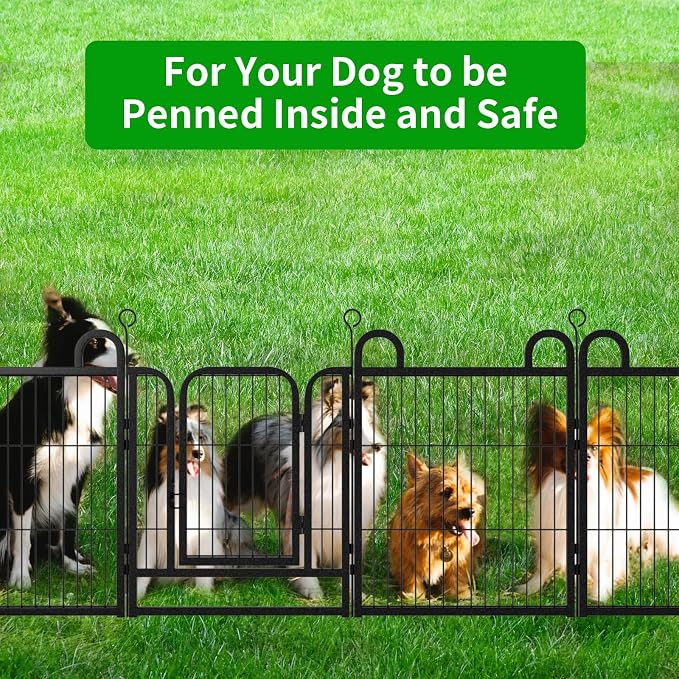 Anti-Rust Puppy Playpen, 24in 6 Panels, Snowy Black