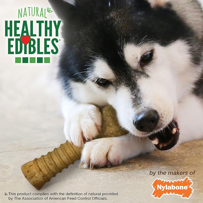 Nylabone Healthy Edibles Natural Dog Chews, Long Lasting Bones for Dogs, Peanut Butter Flavor Dog Treats, X-Large (1 Count)