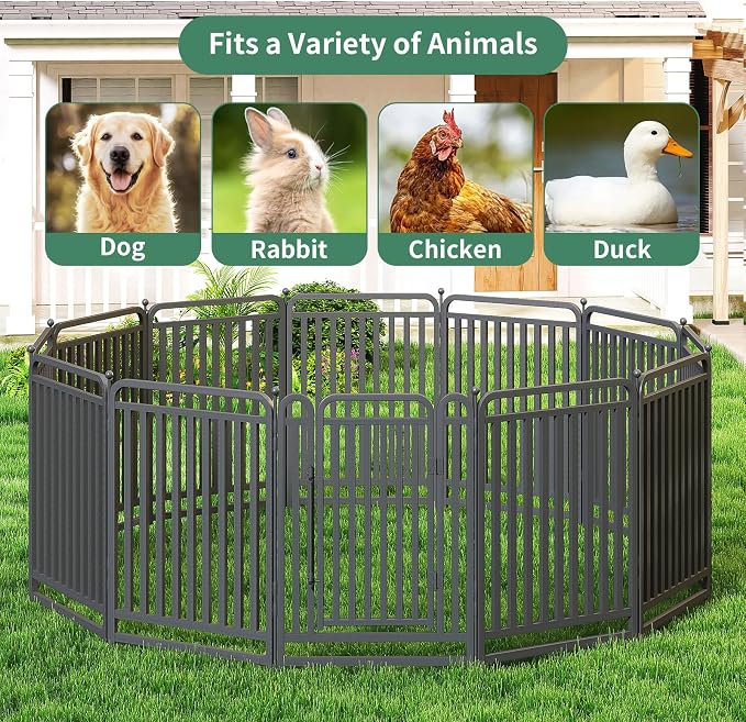 Dog Playpen Outdoor, 40in, 12 Panels, Heavy Duty, Rust Resistant