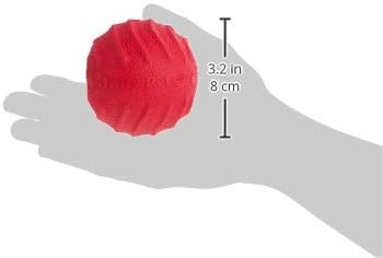 Jolly Pets Tuff Tosser Bouncing Ball Tog Toy/Treat Holder, 3 Inches, Red | Extra-tough treat-dispensing rubber toy with an erratic bounce — cleans teeth, dishwasher safe