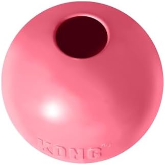 KONG Puppy Ball with Hole, Teething Toy, for Medium/Large Puppies, Pink | Soft & Durable Activity Ball That Supports Healthy Exercise, Interactive Play & Natural Teething for Puppies