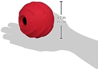 Jolly Pets Tuff Tosser Bouncing Ball Tog Toy/Treat Holder, 4 Inches, Red, All Breed Sizes | Extra-tough treat-dispensing rubber toy with an erratic bounce - cleans teeth, dishwasher safe