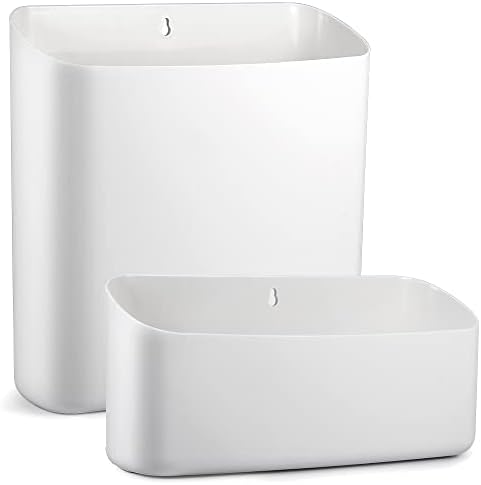 Picowe Magnetic Laundry Storage, 2 Pack Lint Holder Bin for Laundry Room, Space-Saving Trash Container Hanging on Dryer, Washer or Wall Mount Trash Bin (Gray White)