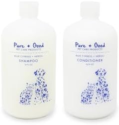 Pure + Good - Shampoo and Conditioner Set, Formulated for All Pets, Gentle and Cleansing, Made in The USA, Cruelty Free, 16 fl oz (Blue Cypress + Neroli)